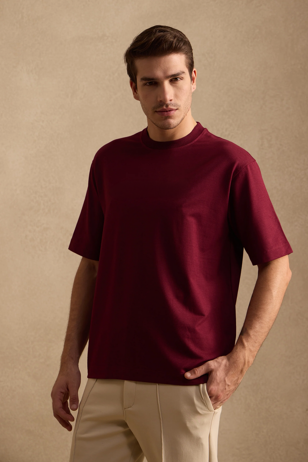 THE BAMBOO CREW TSHIRT IN MULBERRY WINE