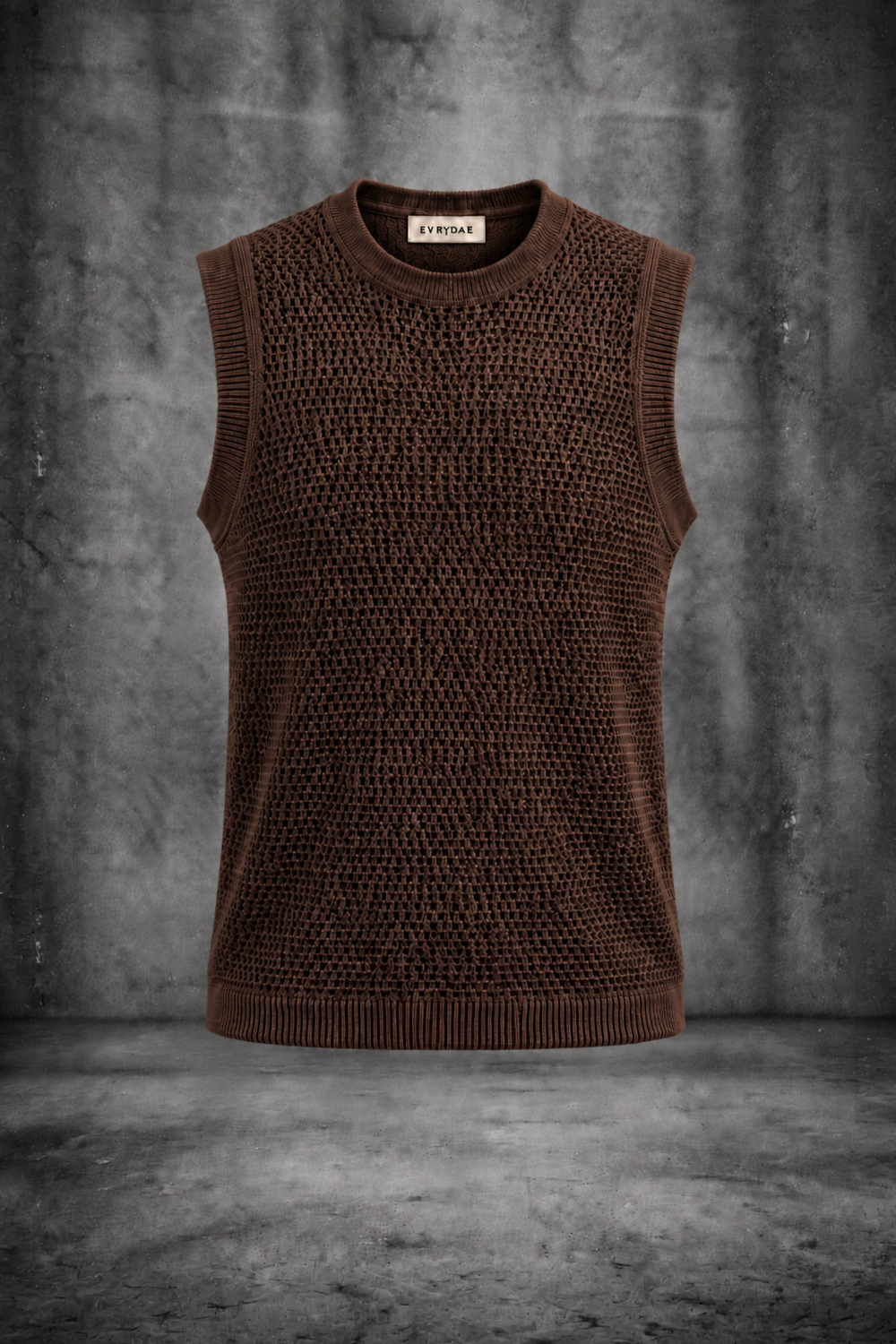 MESH KNIT TANK IN DARK MOCHA