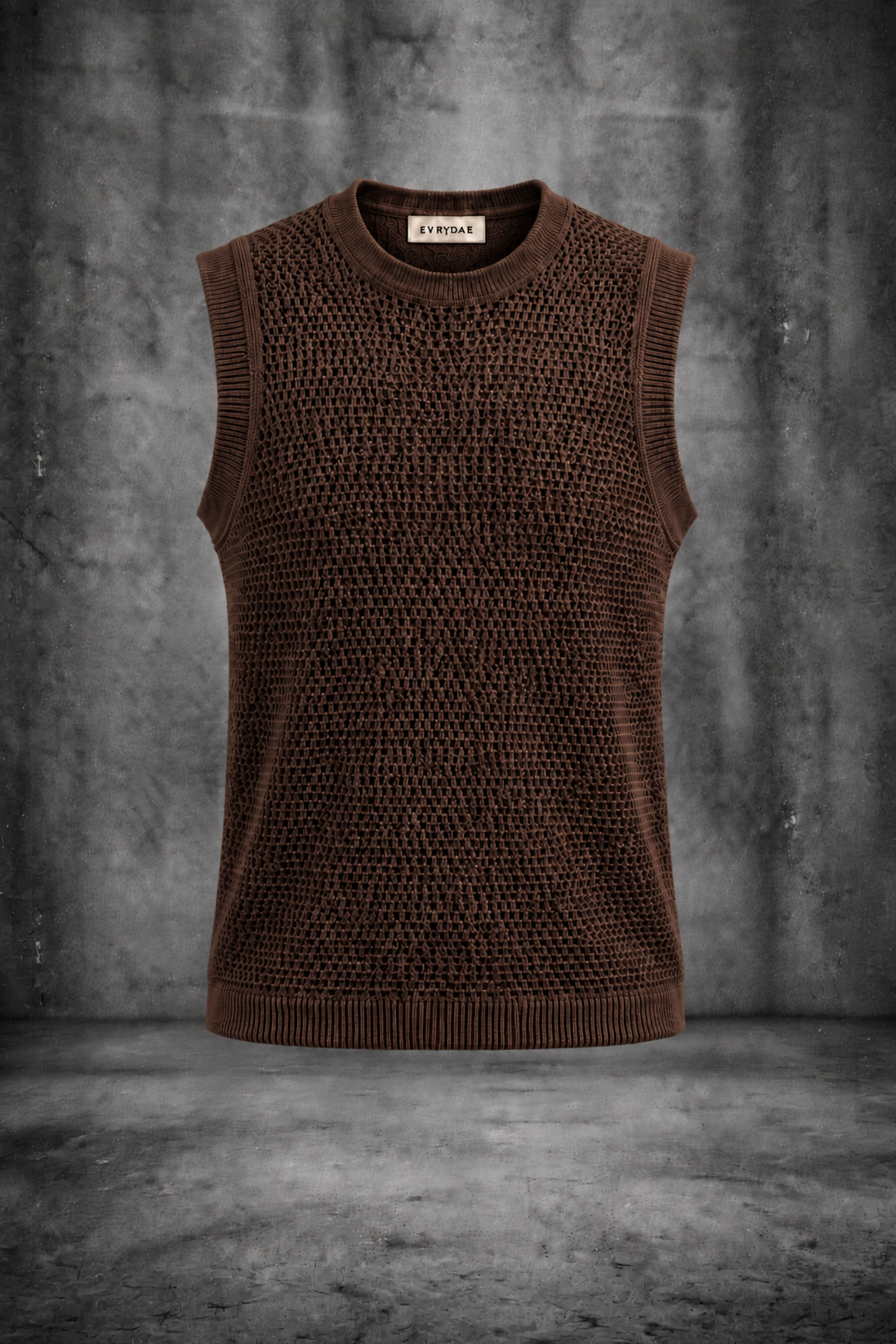 MESH KNIT TANK IN DARK MOCHA