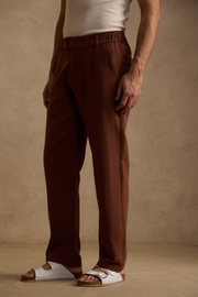 THE SEOUL LINEN PANTS IN EXPRESSO BROWN