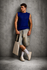 MESH KNIT TANK IN COBALT BLUE