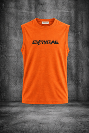 RIBBED MUSCLE TANK IN AMBER ORANGE