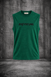 RIBBED MUSCLE TANK IN FOREST GREEN