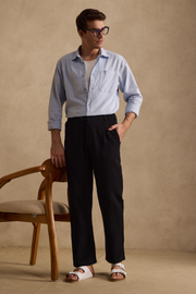 THE SEOUL LINEN PANTS IN DEEP BLACK