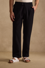THE SEOUL LINEN PANTS IN DEEP BLACK