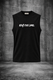 RIBBED MUSCLE TANK IN DEEP BLACK