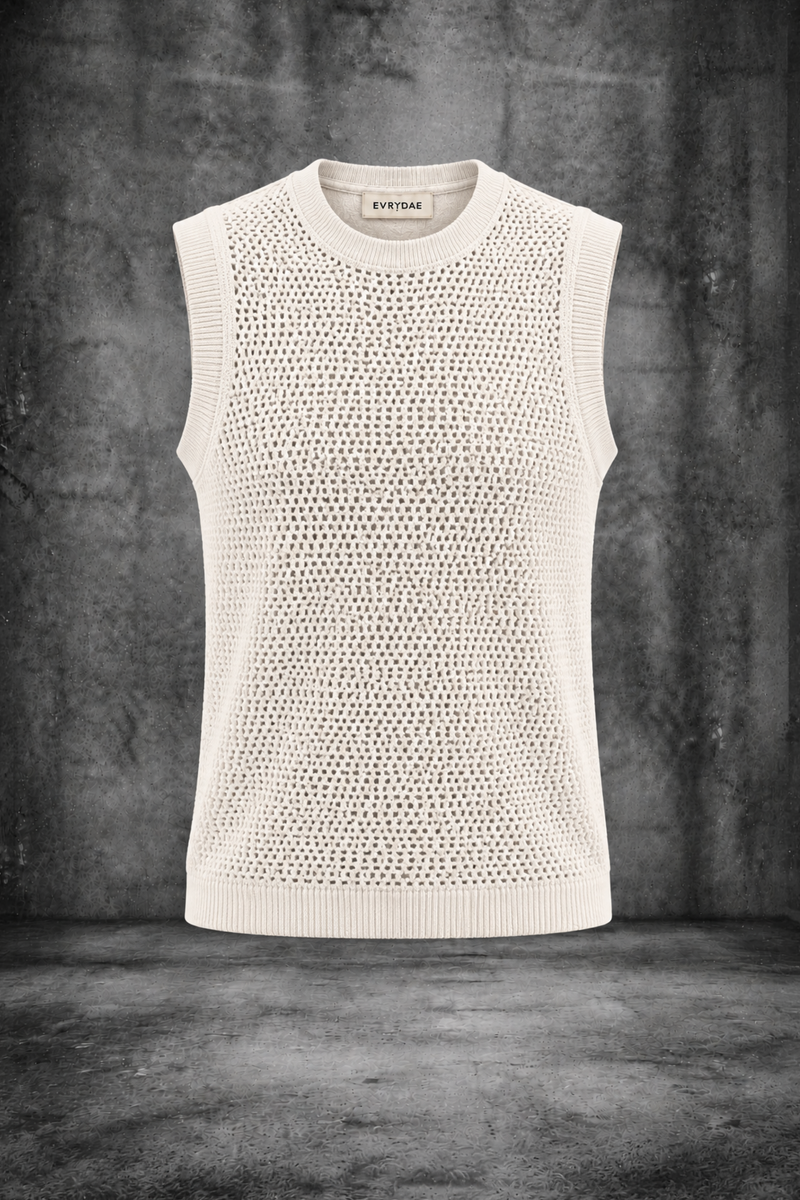 MESH KNIT TANK IN MAISON WHITE