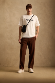 THE PIN TUCK PANTS IN RUST BROWN