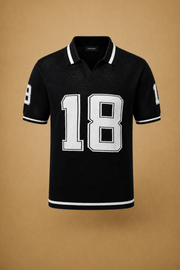 THE VARSITY MESH POLO IN DEEP BLACK
