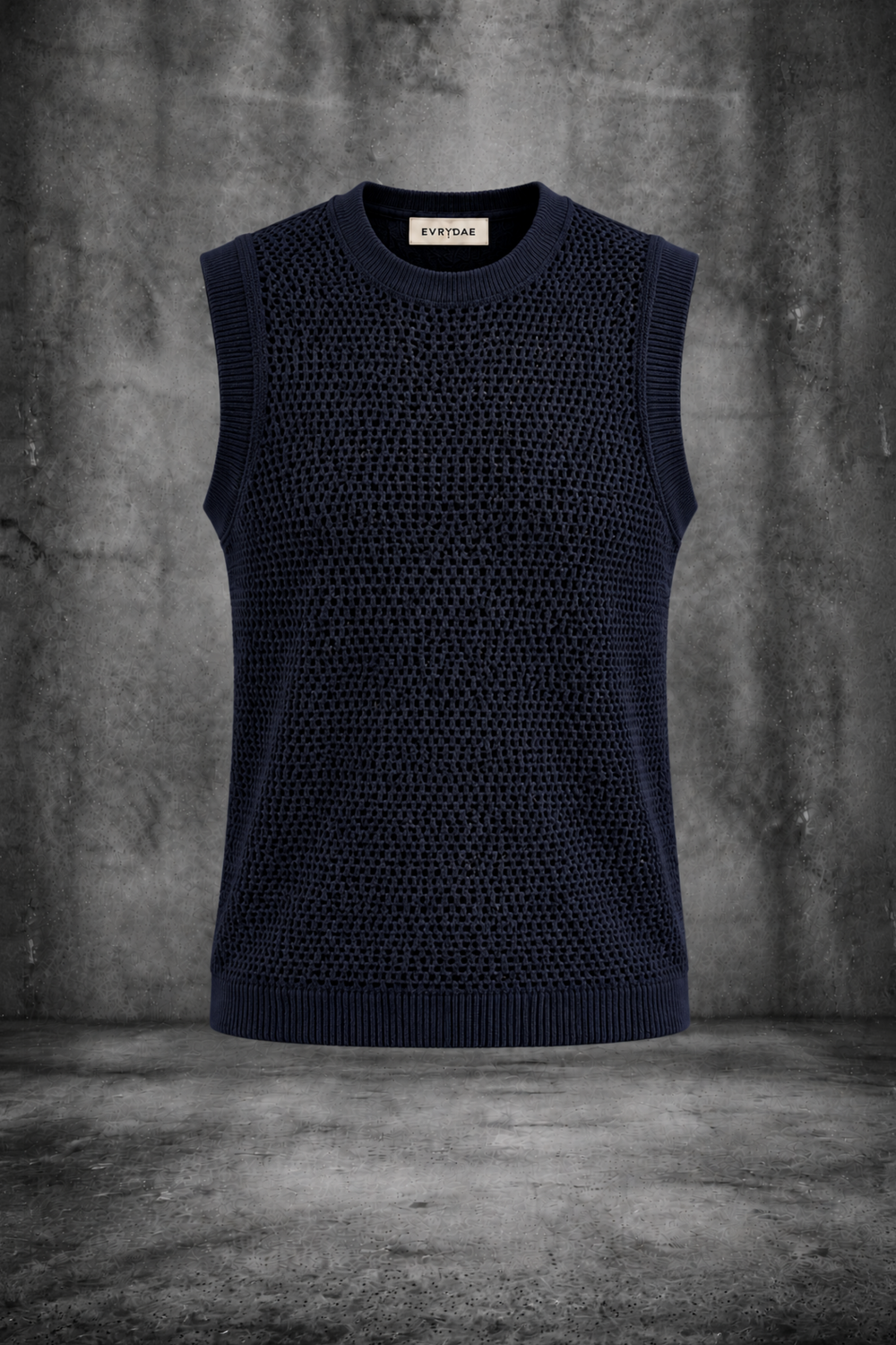 MESH KNIT TANK IN DEEP BLACK