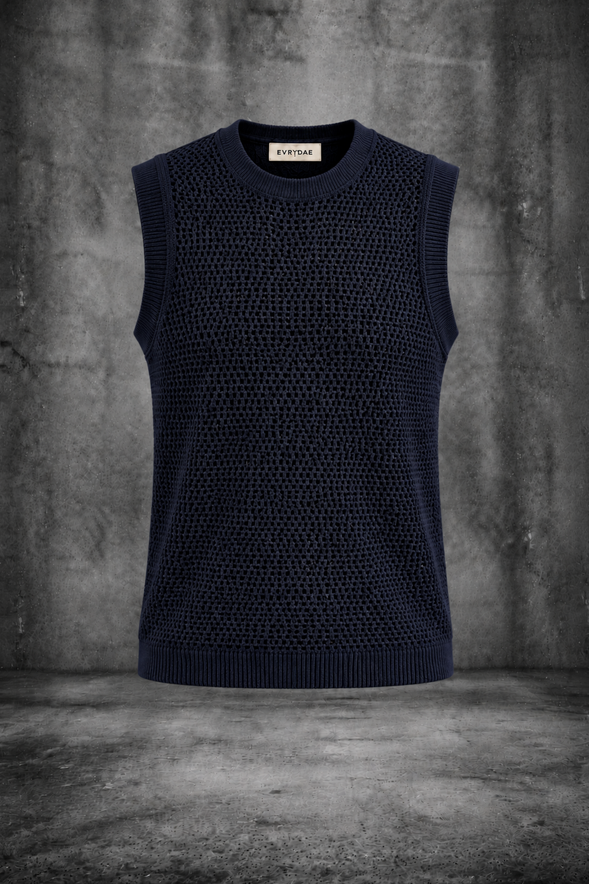 MESH KNIT TANK IN DEEP BLACK