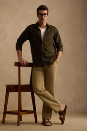 THE SEOUL LINEN PANTS IN OLIVE KHAKI