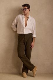 THE SEOUL LINEN PANTS IN DARK OLIVE
