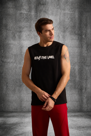 RIBBED MUSCLE TANK IN DEEP BLACK