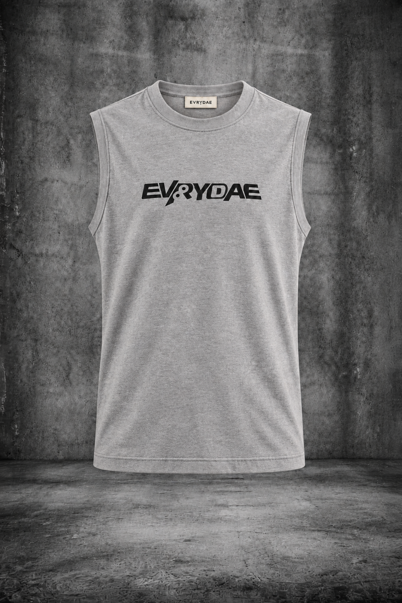 RIBBED MUSCLE TANK IN HEATHER GREY