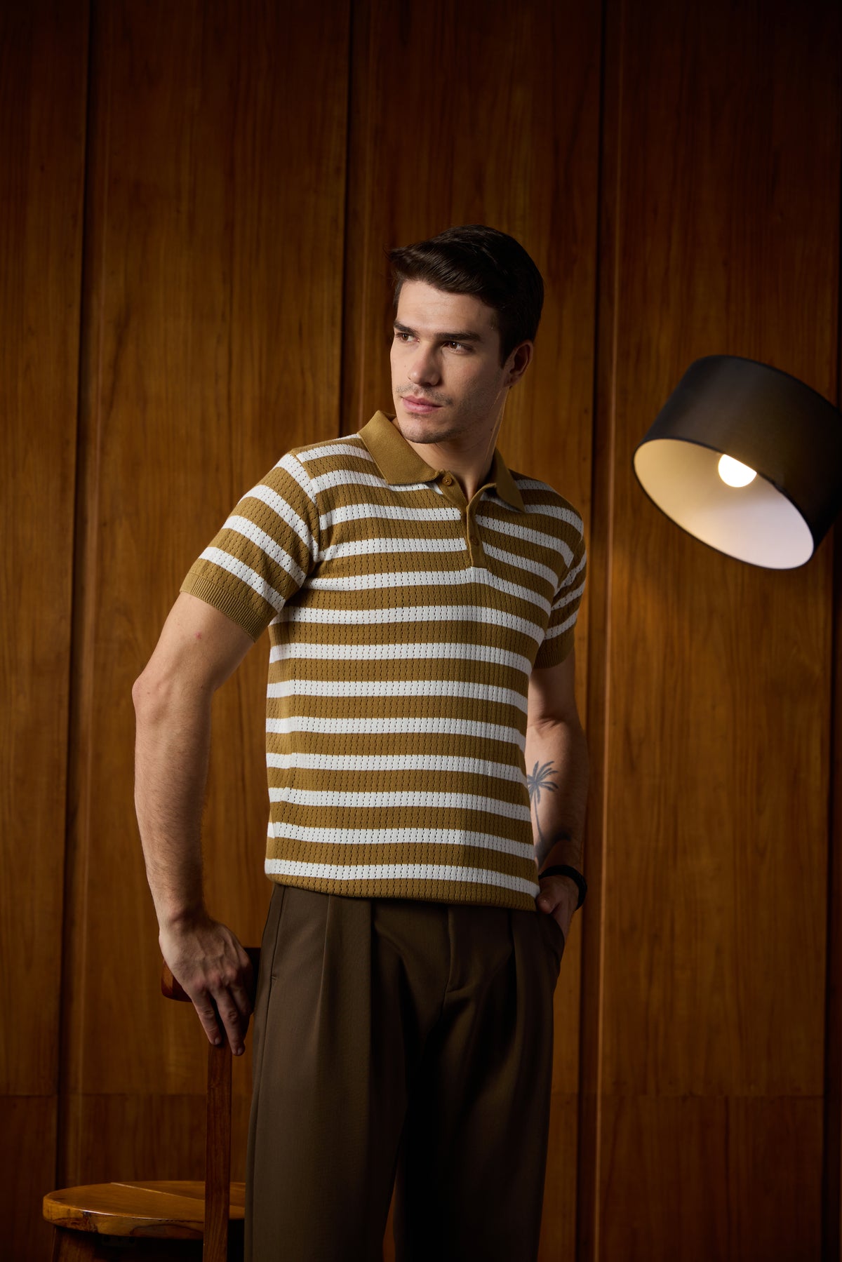 THE NAUTICA STRIPED POLO IN BRONZE