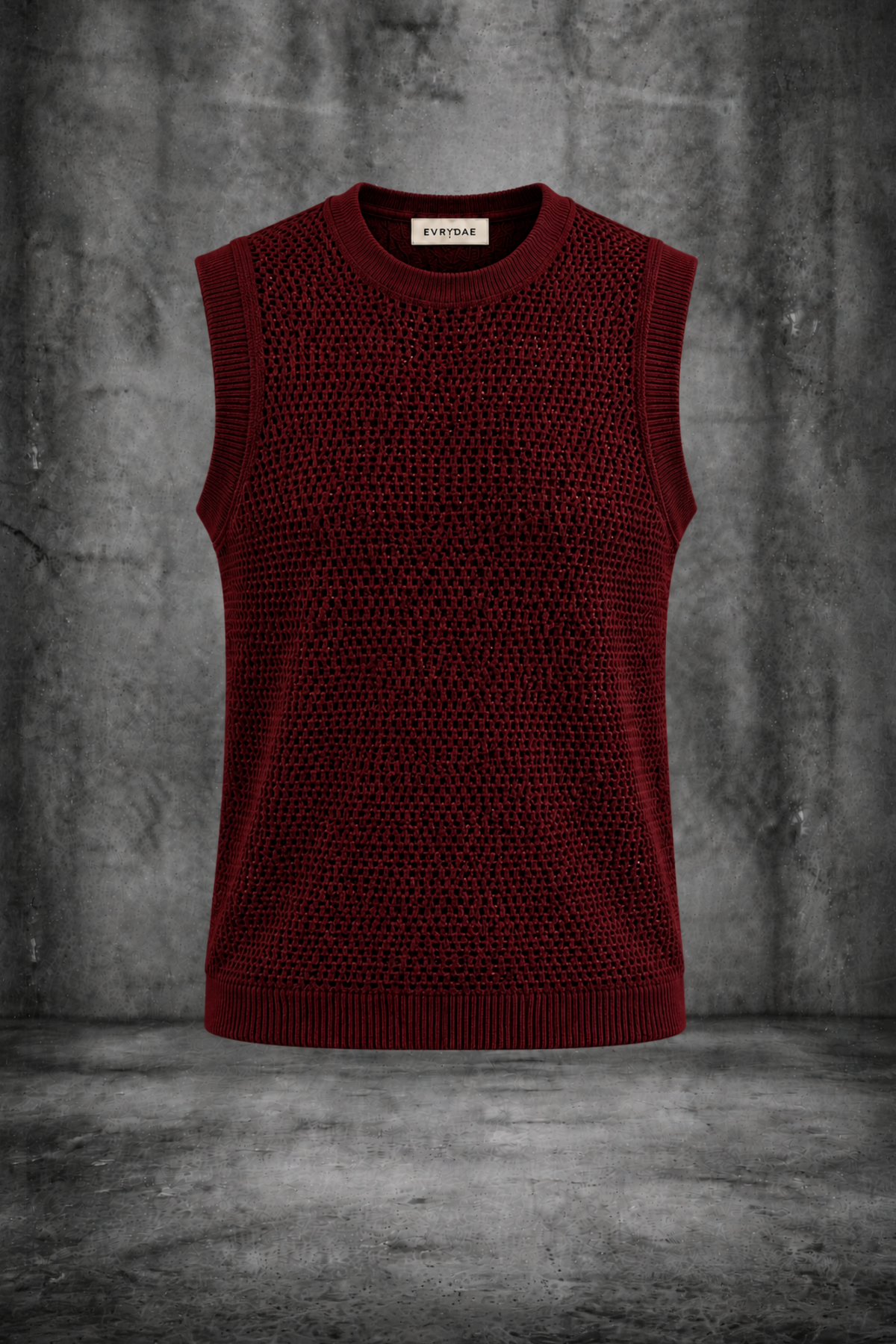 MESH KNIT TANK IN BURGUNDY