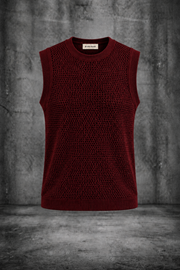 MESH KNIT TANK IN BURGUNDY