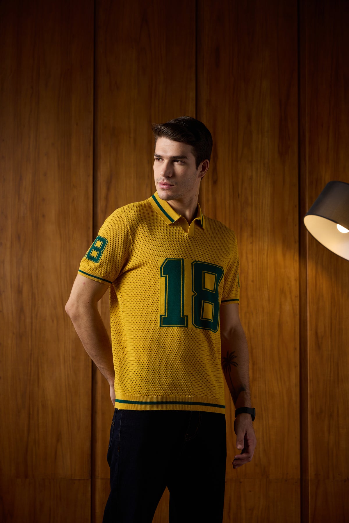 THE VARSITY MESH POLO IN ATHLETIC GOLD
