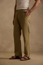THE SEOUL LINEN PANTS IN OLIVE KHAKI