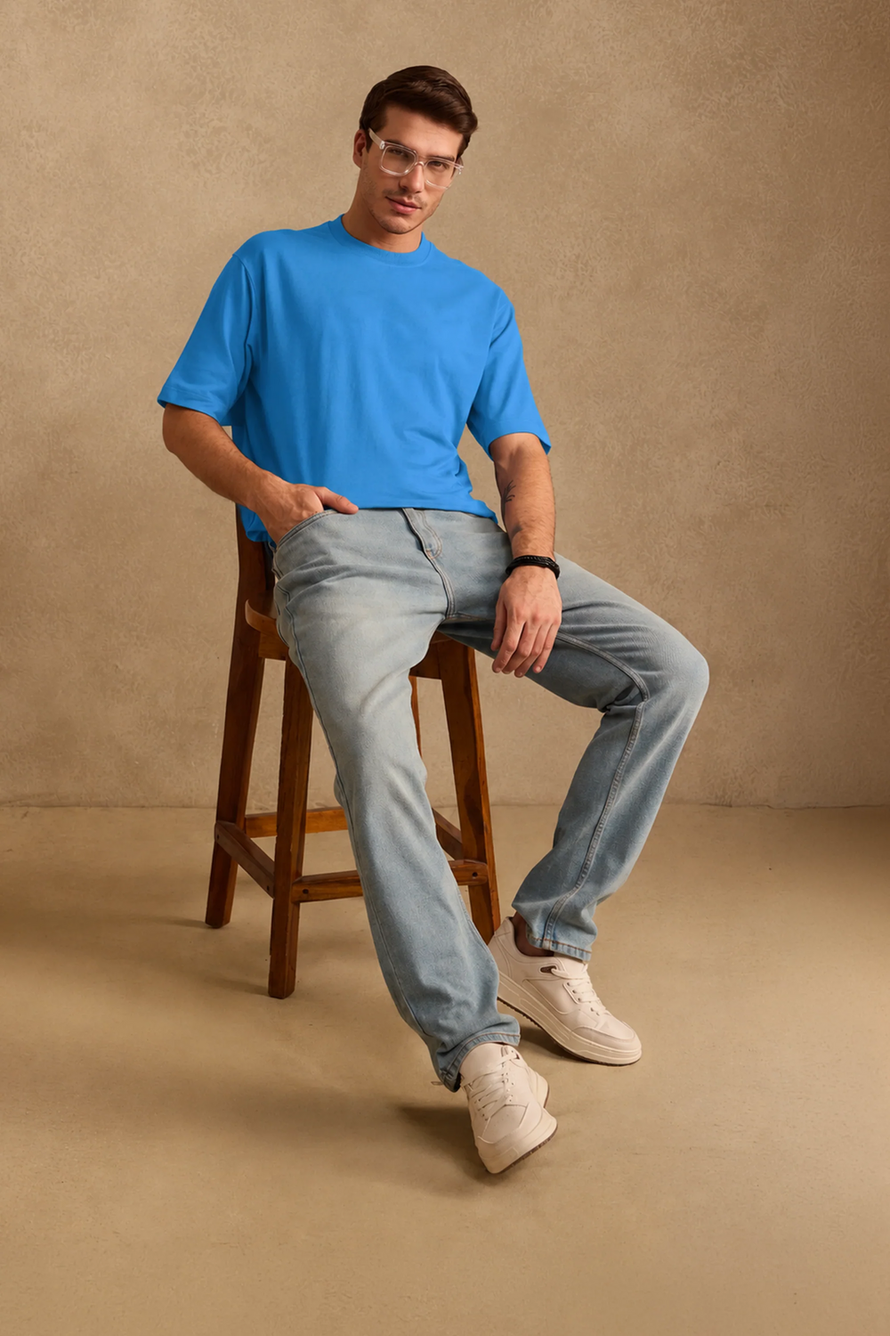 THE BAMBOO CREW TSHIRT IN COBALT BLUE