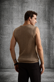 MESH KNIT TANK IN SAND BEIGE