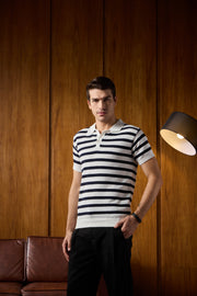 THE NAUTICA STRIPED POLO IN WHITE