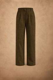 THE SEOUL LINEN PANTS IN DARK OLIVE