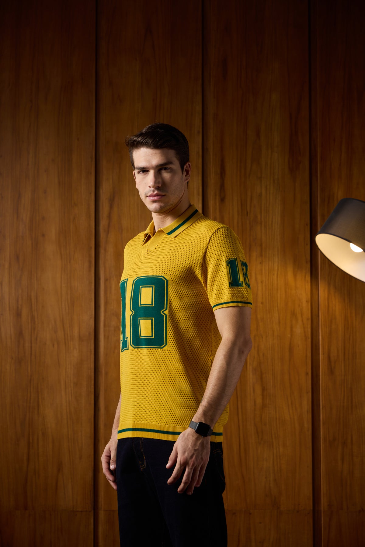THE VARSITY MESH POLO IN ATHLETIC GOLD