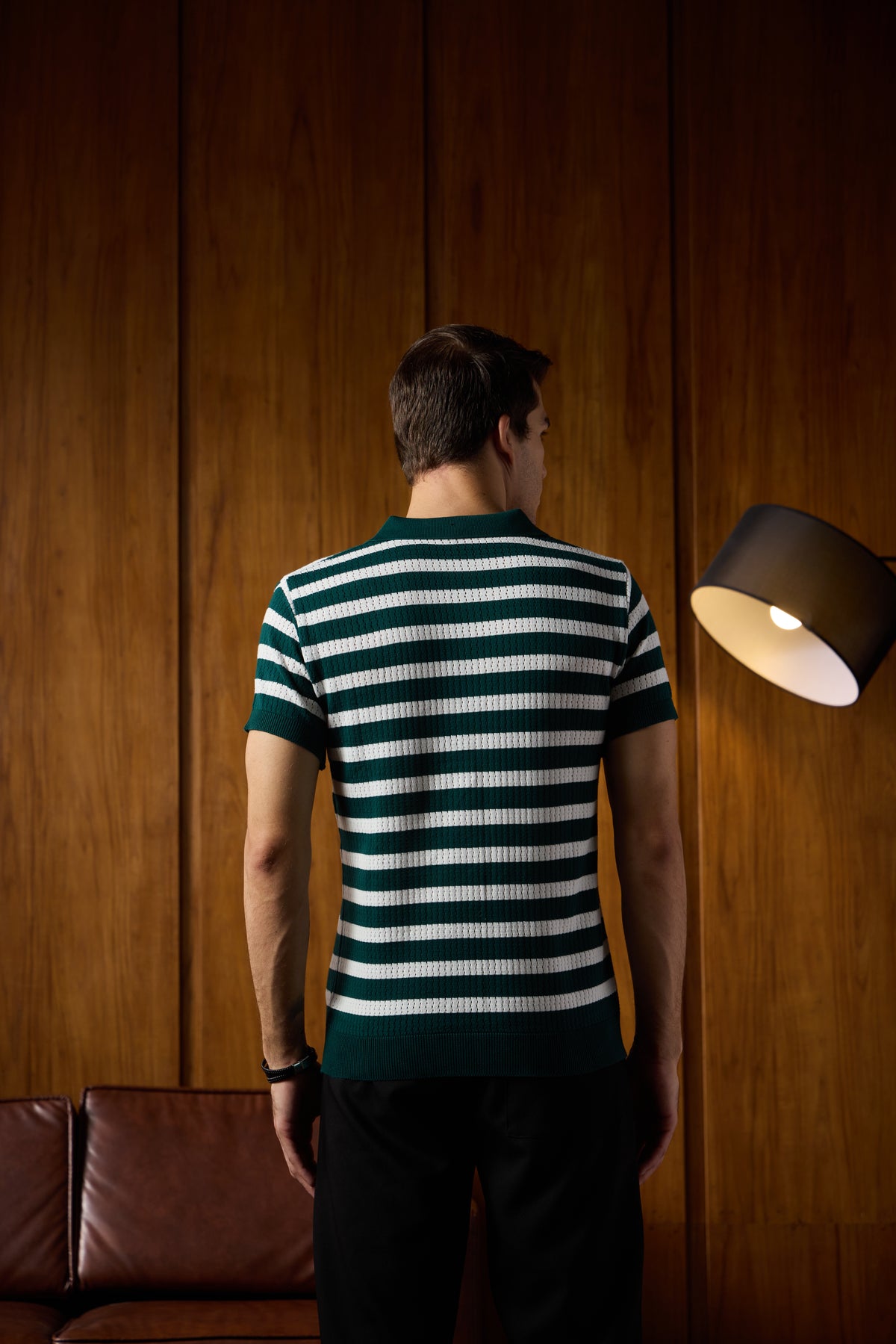 THE NAUTICA STRIPED POLO IN RACING GREEN