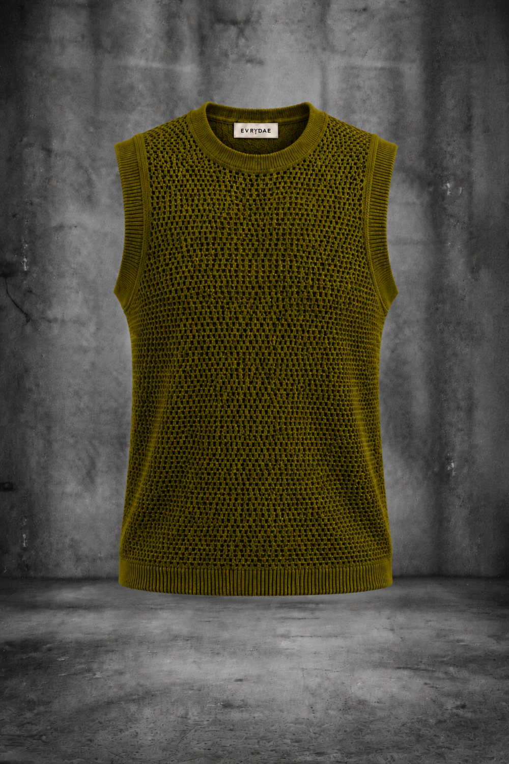 MESH KNIT TANK IN FERN GREEN
