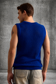 MESH KNIT TANK IN COBALT BLUE