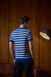 THE NAUTICA STRIPED POLO IN ELECTRIC BLUE