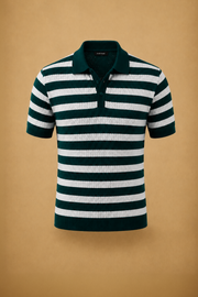 THE NAUTICA STRIPED POLO IN RACING GREEN