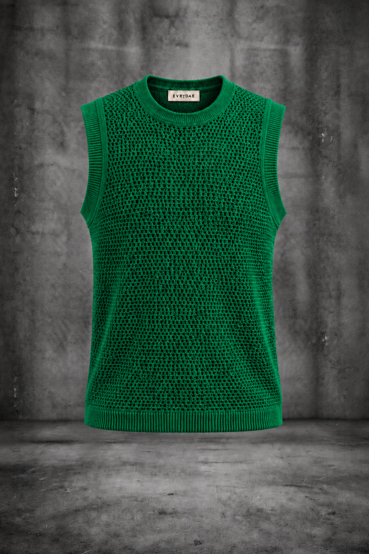 MESH KNIT TANK IN EMERALD GREEN
