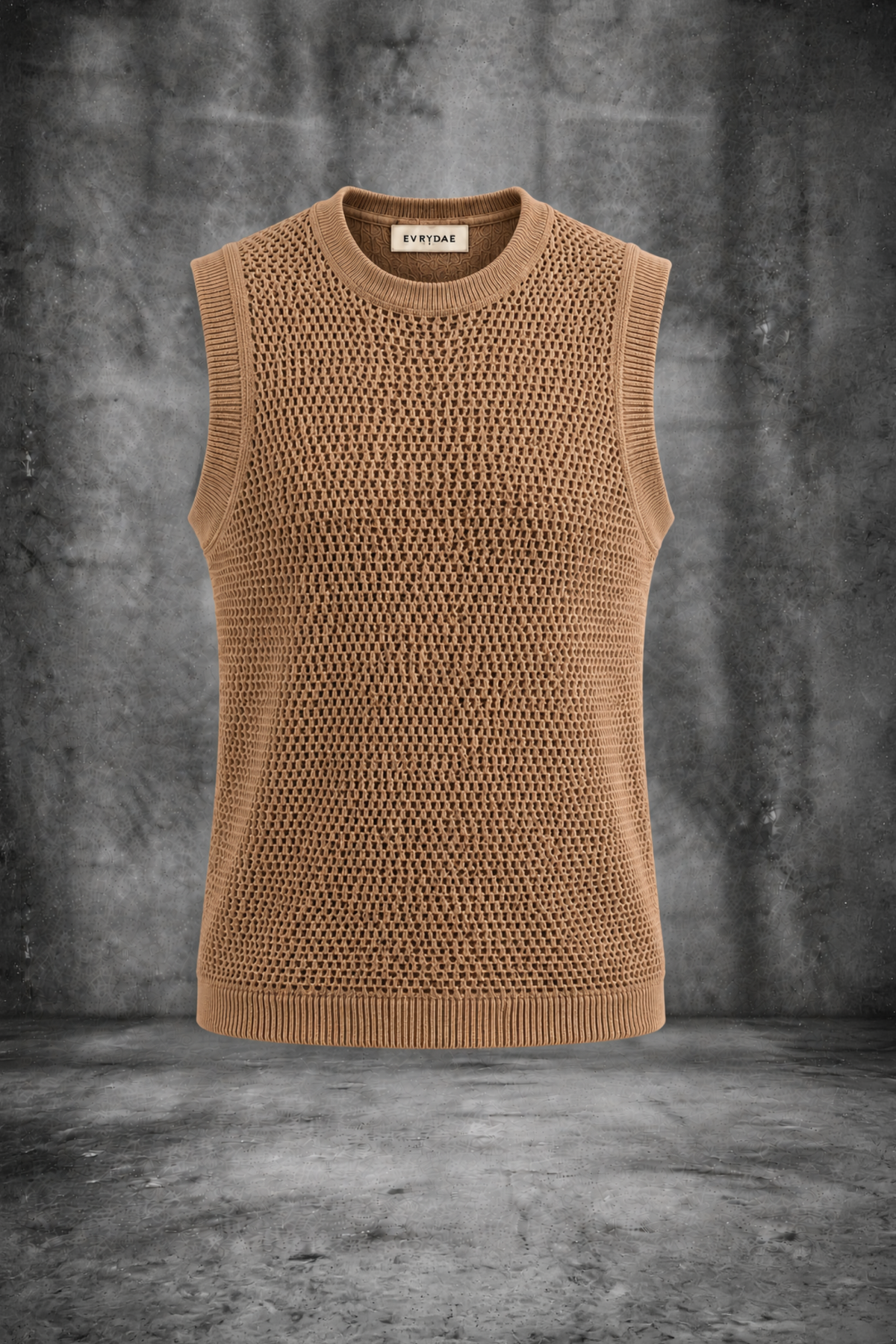 MESH KNIT TANK IN SAND BEIGE