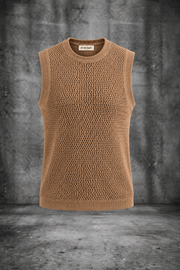 MESH KNIT TANK IN SAND BEIGE