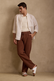 THE SEOUL LINEN PANTS IN EXPRESSO BROWN
