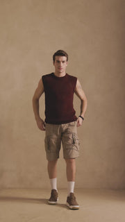MESH KNIT TANK IN BURGUNDY