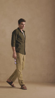 THE SEOUL LINEN PANTS IN OLIVE KHAKI