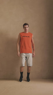 RIBBED MUSCLE TANK IN AMBER ORANGE